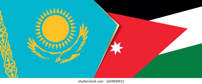 Banderas de Kazajistán y Jordania, dos banderas vectoriales símbolo de relación o enfrentamiento.