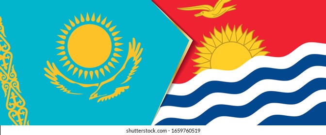 Kazakhstan and Kiribati flags, two vector flags symbol of relationship or confrontation.