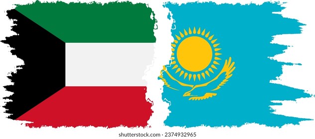 Conexión de banderas de grifo de Kazajistán y Kuwait, vector