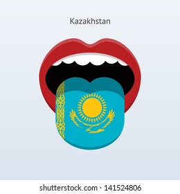Kazakhstan language. Abstract human mouth. Vector illustration.