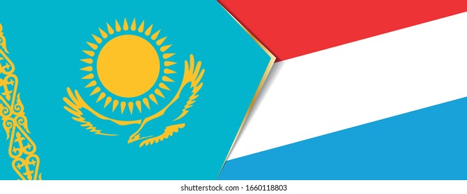 Die Flagge Kasachstans und Luxemburgs, zwei Flaggen der Vektorillustration, symbolisieren Beziehungen oder Konfrontation.