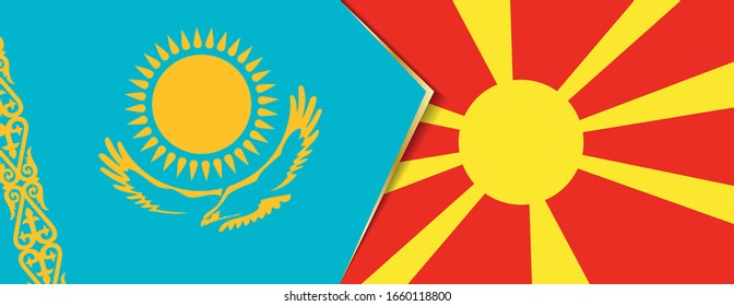 Banderas de Kazajistán y Macedonia, dos banderas vectoriales símbolo de relación o confrontación.