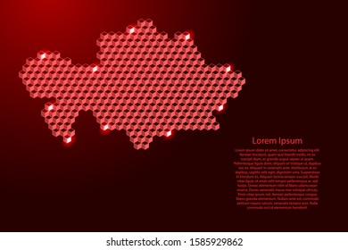 Kazakhstan map from 3D red cubes isometric abstract concept, square pattern, angular geometric shape, for banner, poster. Vector illustration.