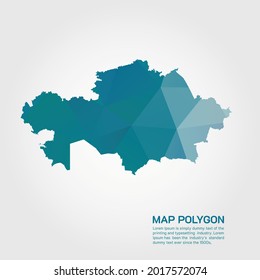 Mapa de Kazajistán Resumen gráfico de gradiente de bajo estilo de polo triangular rugoso sobre fondo blanco