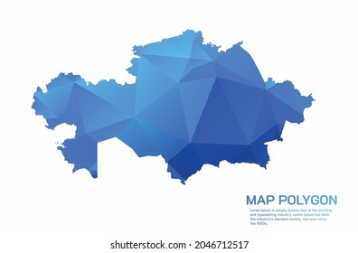 Kazakhstan Map Abstract geometric rumpled triangular low poly style gradient graphic on white background