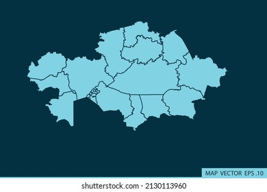 Mapa de Kazajistán, Línea de mash abstracto y escalas de puntos en el fondo oscuro para el logo del mapa de diseño de tu sitio web, aplicación, ui, Viajes. Ilustración vectorial eps 10.