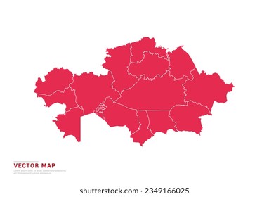 Kazakhstan Map - abstract style red isolated on white background for infographic, design vector.