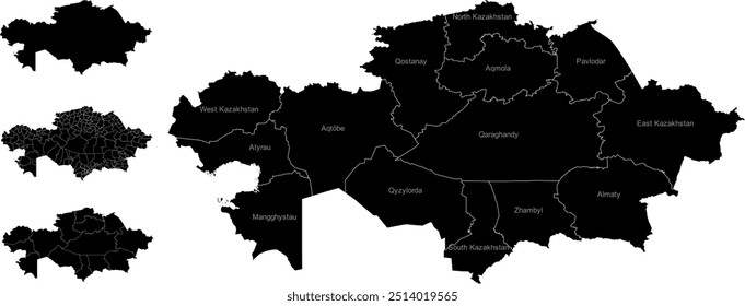 KAZAKHSTAN MAP with its administrative divisions and regions