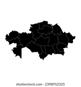 Kazakhstan map with administrative divisions. Vector illustration.