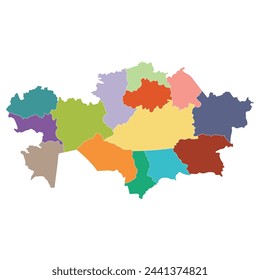 Kazakhstan map. Map of Kazakhstan in administrative provinces in multicolor