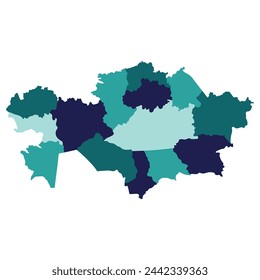Kazakhstan map. Map of Kazakhstan in administrative provinces in multicolor