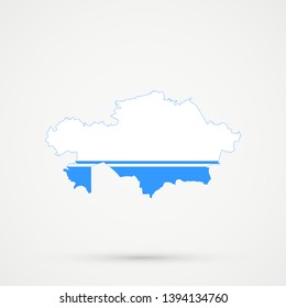 Kazakhstan map in Altai Republic flag colors, editable vector.