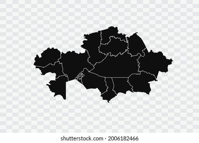 Kazakhstan map black Color on Backgound png