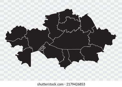 Kazakhstan Map black Color on White Backgound quality files Png 