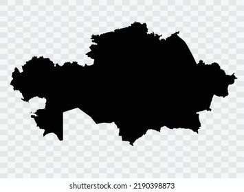 Kazakhstan Map black Color on Backgound png  not divided into cities
