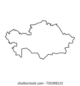 Kazakhstan map of black contour curves of vector illustration