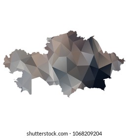 kazakhstan map - Black, grey, geometric rumpled low poly style gradient graphic background, polygonal design for your. Vector illustration eps 10.