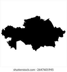 Kazakhstan Map - black World Map International vector template with High detailed isolated on white background - Vector