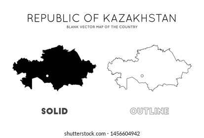 Kazakhstan map. Blank vector map of the country. Borders of Kazakhstan for your infographic. Vector illustration.