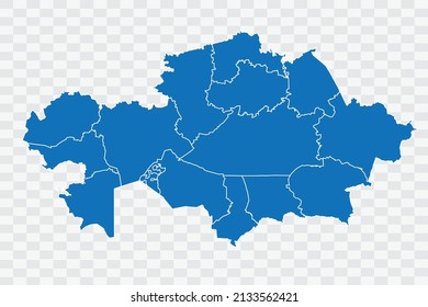 Kazakhstan Map blue Color on Backgound png