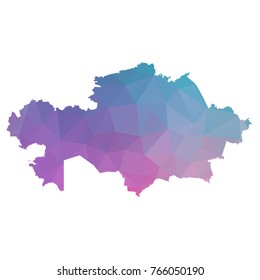 kazakhstan map. Blue and Pink polygonal shape vector illustration on white background. Vector illustration eps 10.