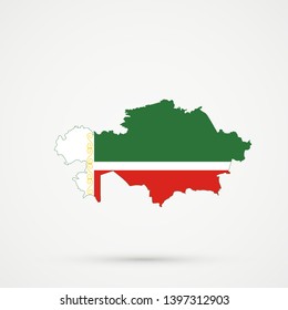 Kazakhstan map in Chechnya flag colors, editable vector.