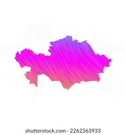 Kazakhstan map in colorful halftone gradients. Future geometric patterns of lines abstract on white background. Vector Illustration Eps10.