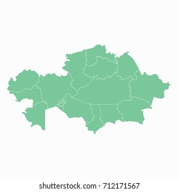 Kazakhstan map. Each city and border has separately. Vector illustration eps 10.