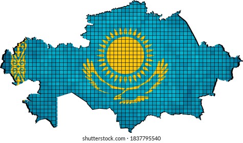 Mapa de Kazajistán con bandera dentro - Ilustración,
Mosaico de mapa kazajo