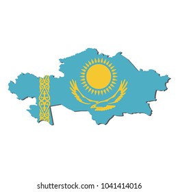 Kazakhstan Map Flag, vector illustration