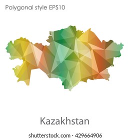 Kazakhstan map in geometric polygonal style.Vector illustration EPS10.
