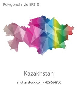 Kazakhstan map in geometric polygonal style.Vector illustration EPS10.
