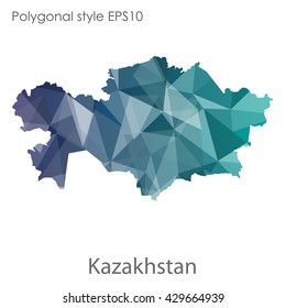 Kazakhstan map in geometric polygonal style.Vector illustration EPS10.