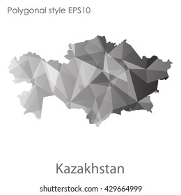 Kazakhstan map in geometric polygonal style.Vector illustration EPS10.