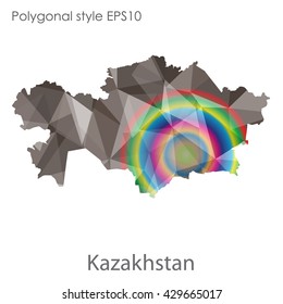 Kazakhstan map in geometric polygonal style.Vector illustration EPS10.