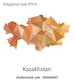 Kazakhstan map in geometric polygonal style.Vector illustration EPS10.