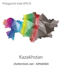 Kazakhstan map in geometric polygonal style.Vector illustration EPS10.
