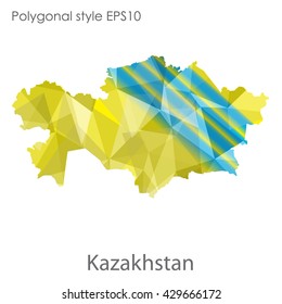 Kazakhstan map in geometric polygonal style.Vector illustration EPS10.