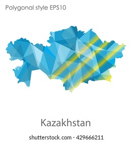 Kazakhstan map in geometric polygonal style.Vector illustration EPS10.