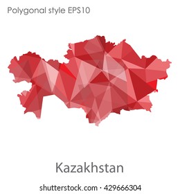 Kazakhstan map in geometric polygonal style.Vector illustration EPS10.