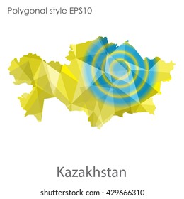 Kazakhstan map in geometric polygonal style.Vector illustration EPS10.