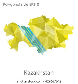 Kazakhstan map in geometric polygonal style.Vector illustration EPS10.