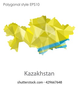 Kazakhstan map in geometric polygonal style.Vector illustration EPS10.