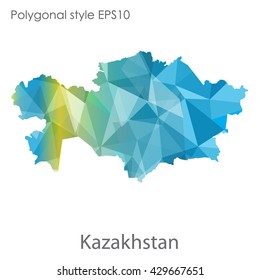 Kazakhstan map in geometric polygonal style.Vector illustration EPS10.