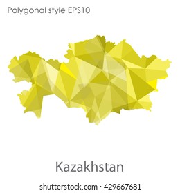 Kazakhstan map in geometric polygonal style.Vector illustration EPS10.