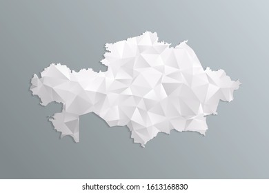 Kazakhstan map gray in polygonal style on dark background. isolated vector illustration eps 10.