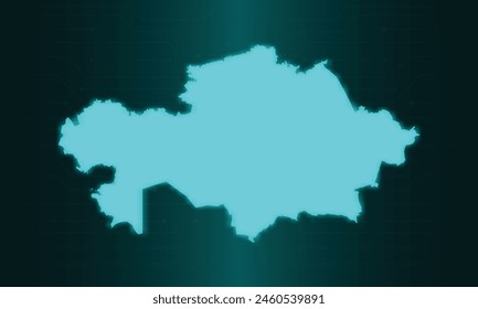 Kazakhstan Map with Green Circuit Technology Style.