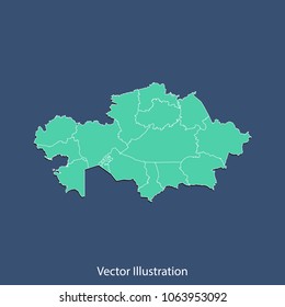 Kazakhstan map - High detailed color map of Kazakhstan. flat design style, clean and modern.Vector illustration eps 10