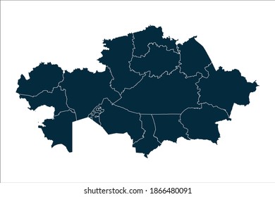 kazakhstan map High Detailed on white background.