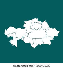 Kazakhstan map High Detailed. white color. on green background. Abstract design vector illustration eps 10